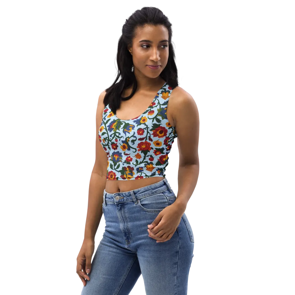 Brocade Bloom on Crop Top — Left Front