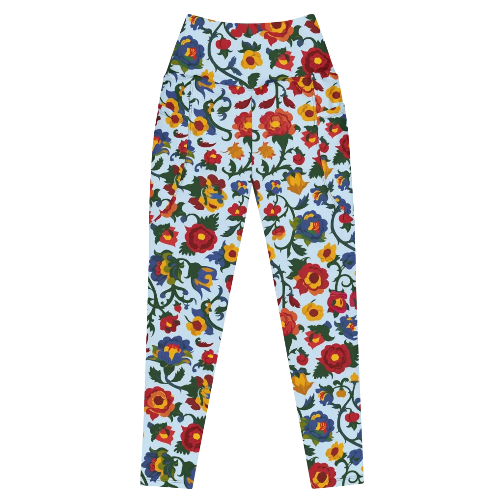Brocade Bloom on Leggings with Pockets — Front