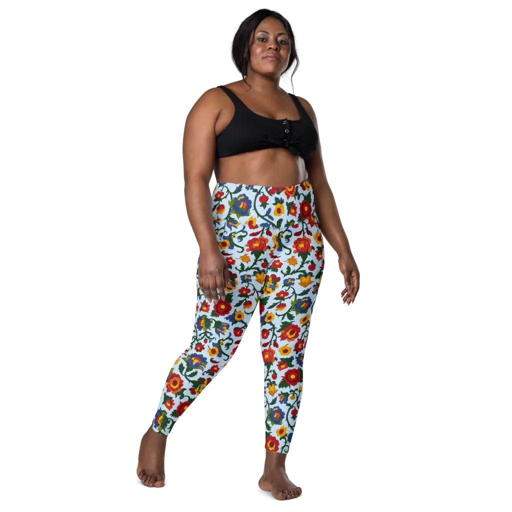 Brocade Bloom on Leggings with Pockets — Front