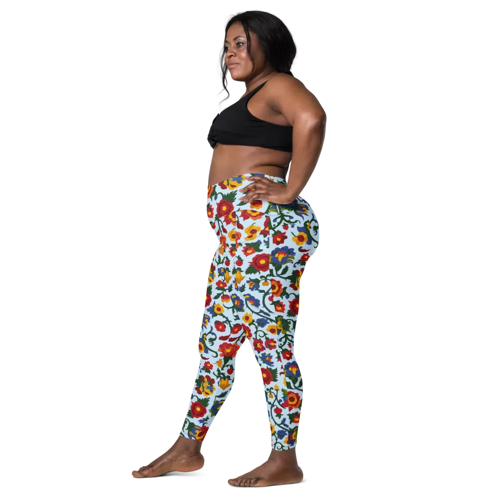Brocade Bloom on Leggings with Pockets — Left
