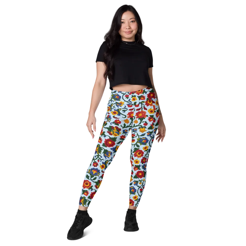 Brocade Bloom on Leggings with Pockets — Front