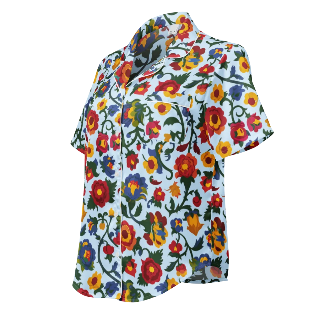 Brocade Bloom on Women's Short Sleeve Pajama Top — Left Front