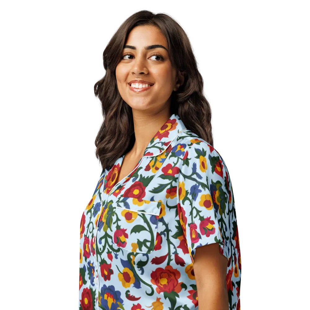 Brocade Bloom on Women's Short Sleeve Pajama Top — Left Front