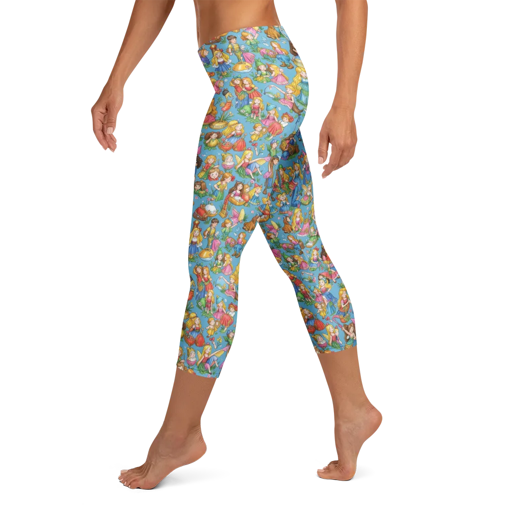 Wondergarden Parade on Capri Leggings — Left