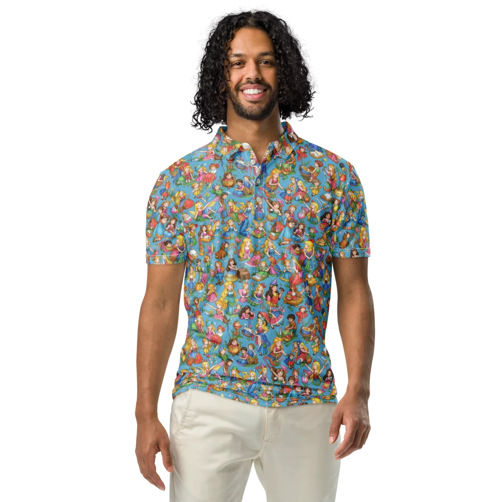 Wondergarden Parade on Men's Slim Fit Polo Shirt — Front