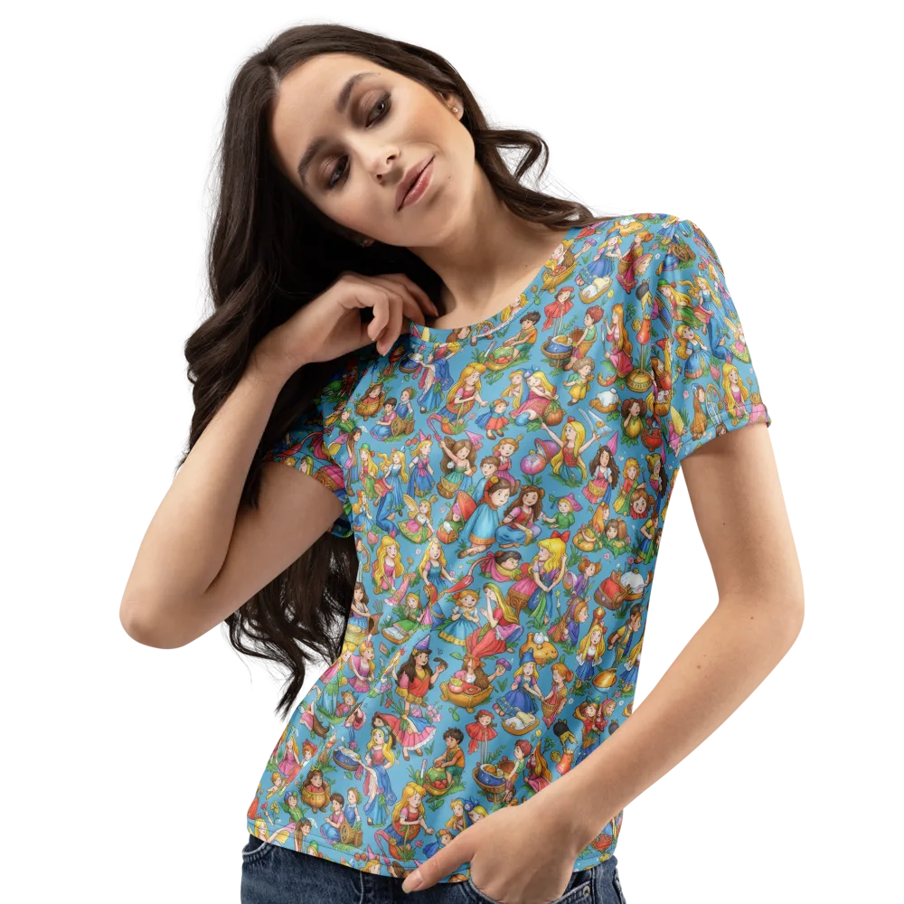 Wondergarden Parade on Women's Crew Neck T-Shirt — Left Front