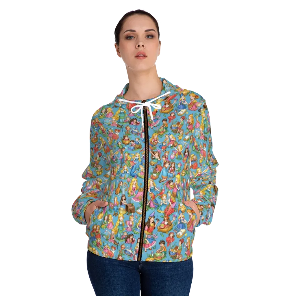 Wondergarden Parade on Women's Full-Zip Hoodie — Front On Person