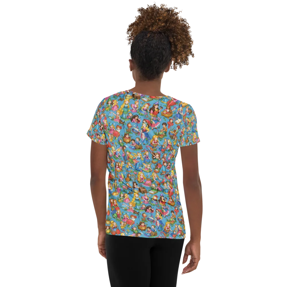 Wondergarden Parade on Women's Athletic T-Shirt — Back