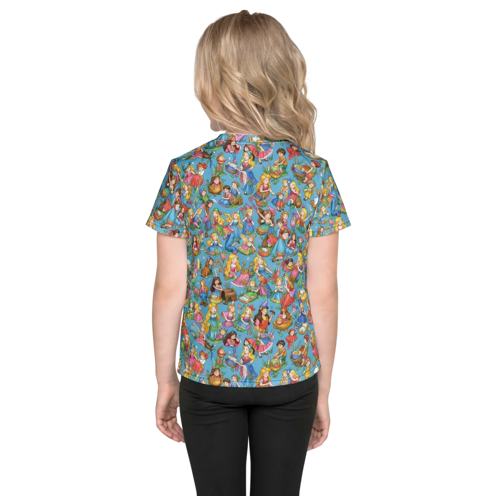 Wondergarden Parade on Kids Crew Neck T-Shirt — Back