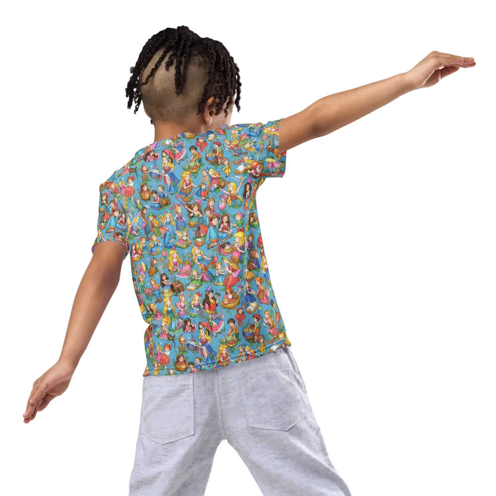Wondergarden Parade on Kids Crew Neck T-Shirt — Back