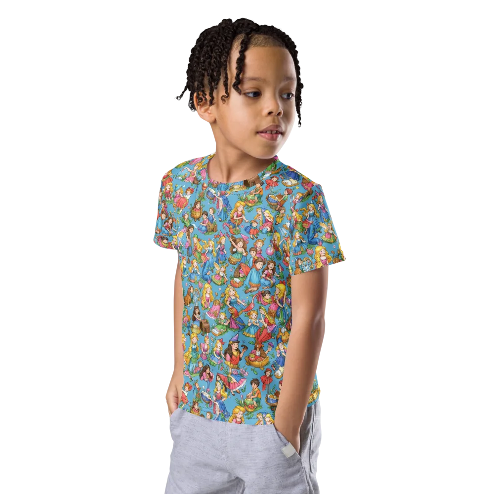 Wondergarden Parade on Kids Crew Neck T-Shirt — Left Front