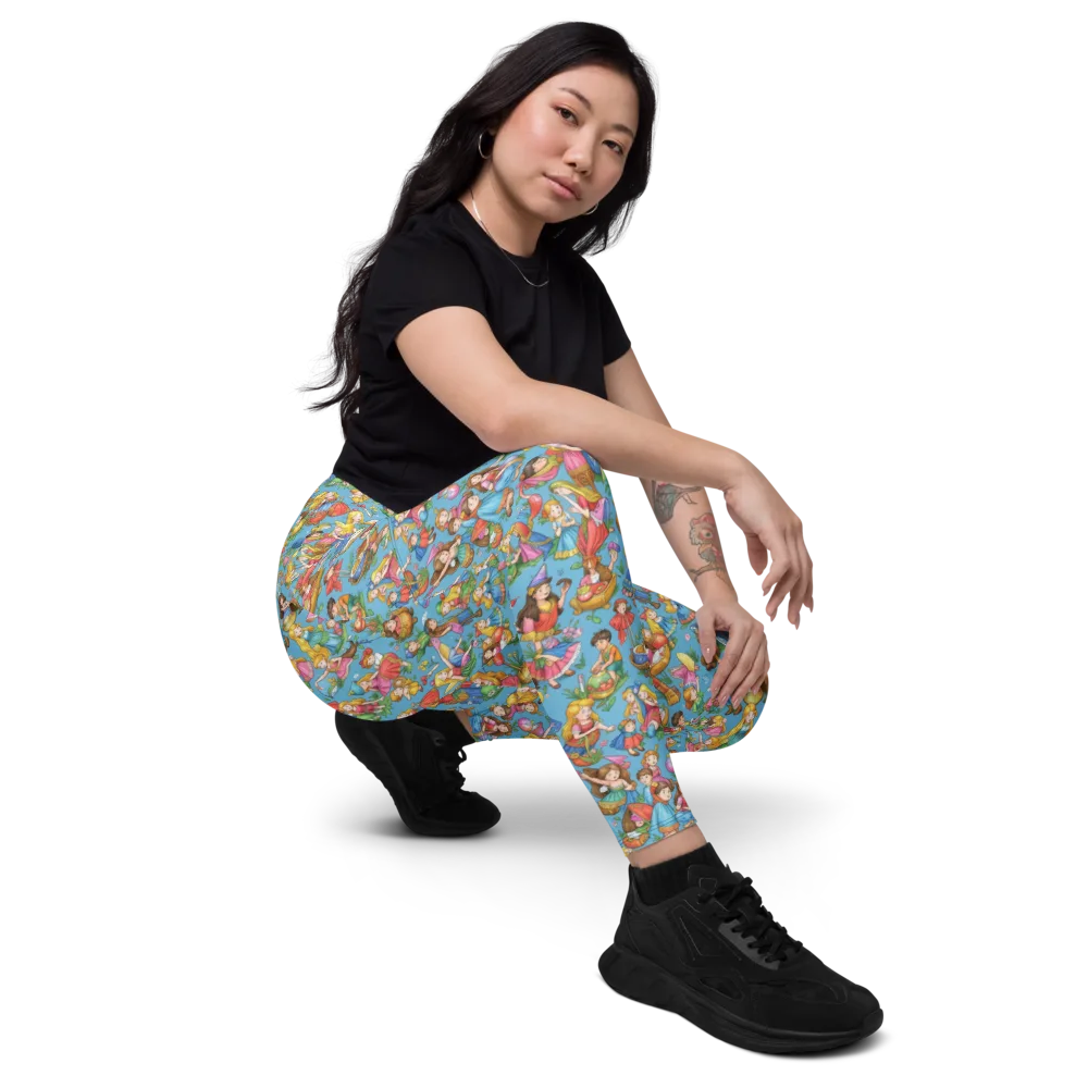 Wondergarden Parade on Leggings with Pockets — Right Front