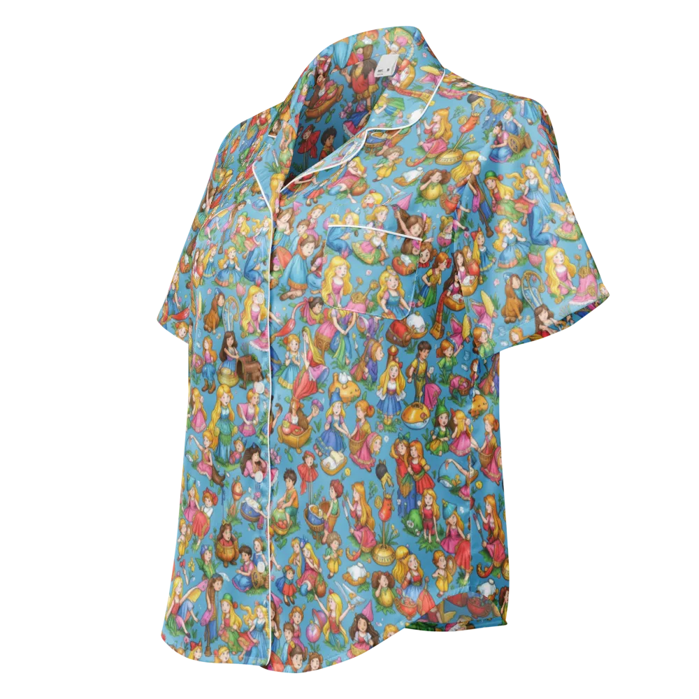 Wondergarden Parade on Women's Short Sleeve Pajama Top — Left Front