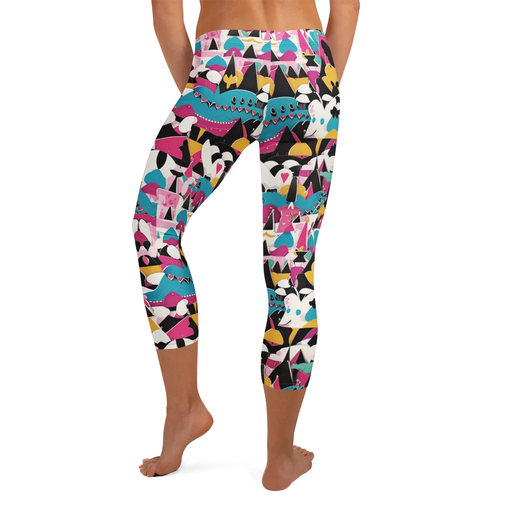 Carnival Circuit on Capri Leggings — Back