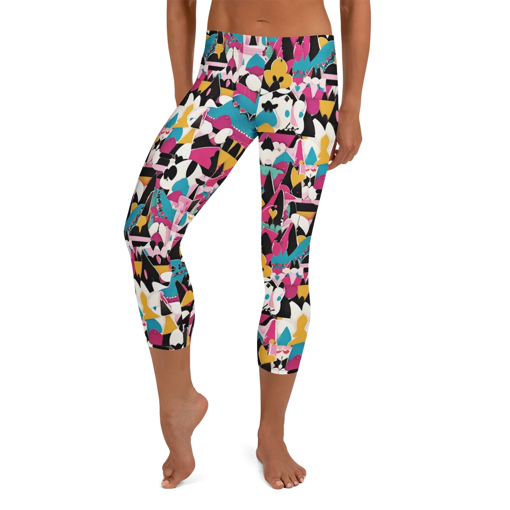 Carnival Circuit on Capri Leggings — Front