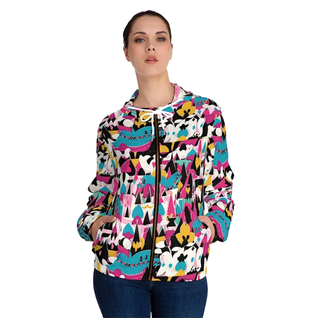 Carnival Circuit on Women's Full-Zip Hoodie — Front On Person