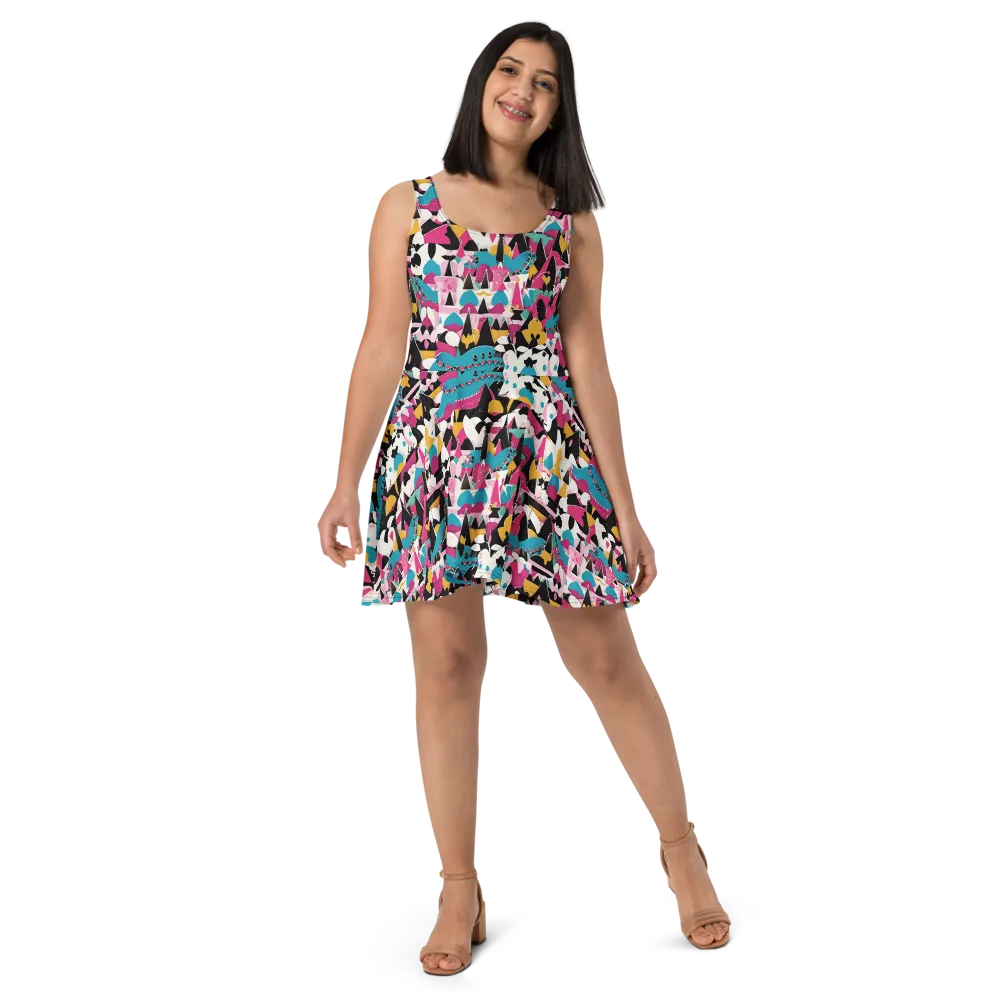 Carnival Circuit on Skater Dress — Front