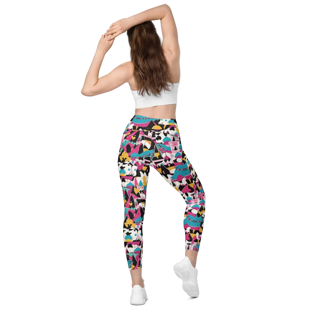 Carnival Circuit on Leggings with Pockets — Back