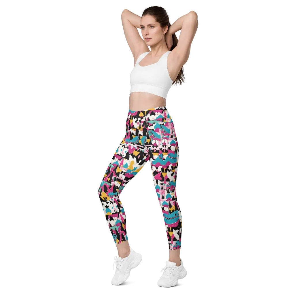 Carnival Circuit on Leggings with Pockets — Left Front