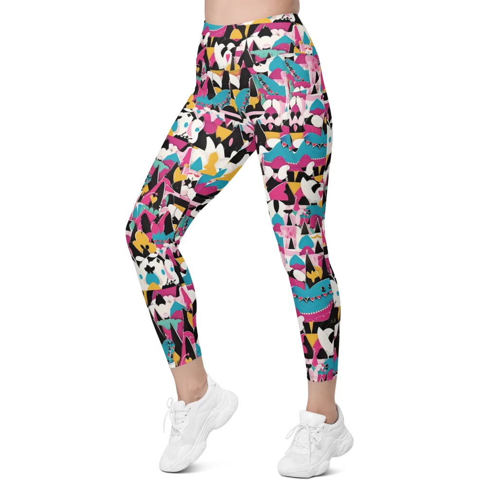 Carnival Circuit on Leggings with Pockets — Left Front