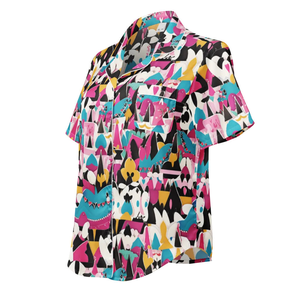 Carnival Circuit on Women's Short Sleeve Pajama Top — Left Front