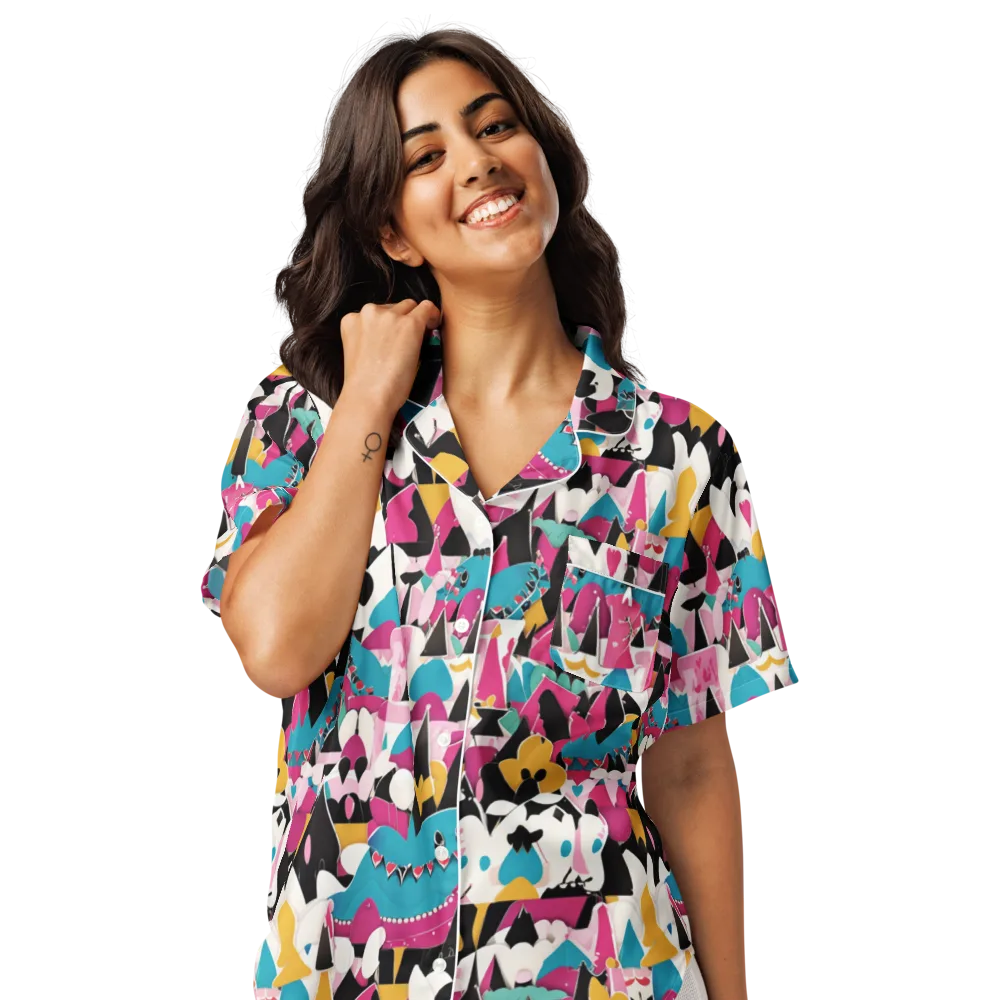 Carnival Circuit on Women's Short Sleeve Pajama Top — Front