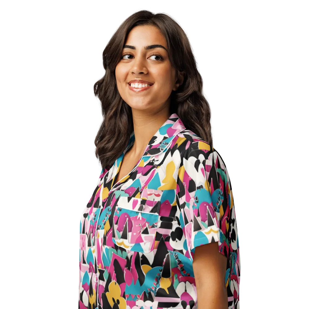 Carnival Circuit on Women's Short Sleeve Pajama Top — Left Front