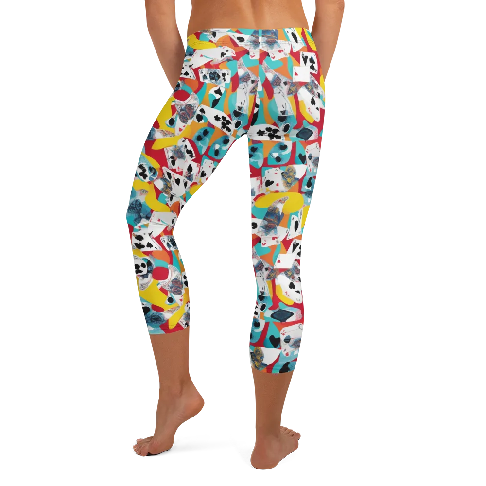Neon Cardshark on Capri Leggings — Back
