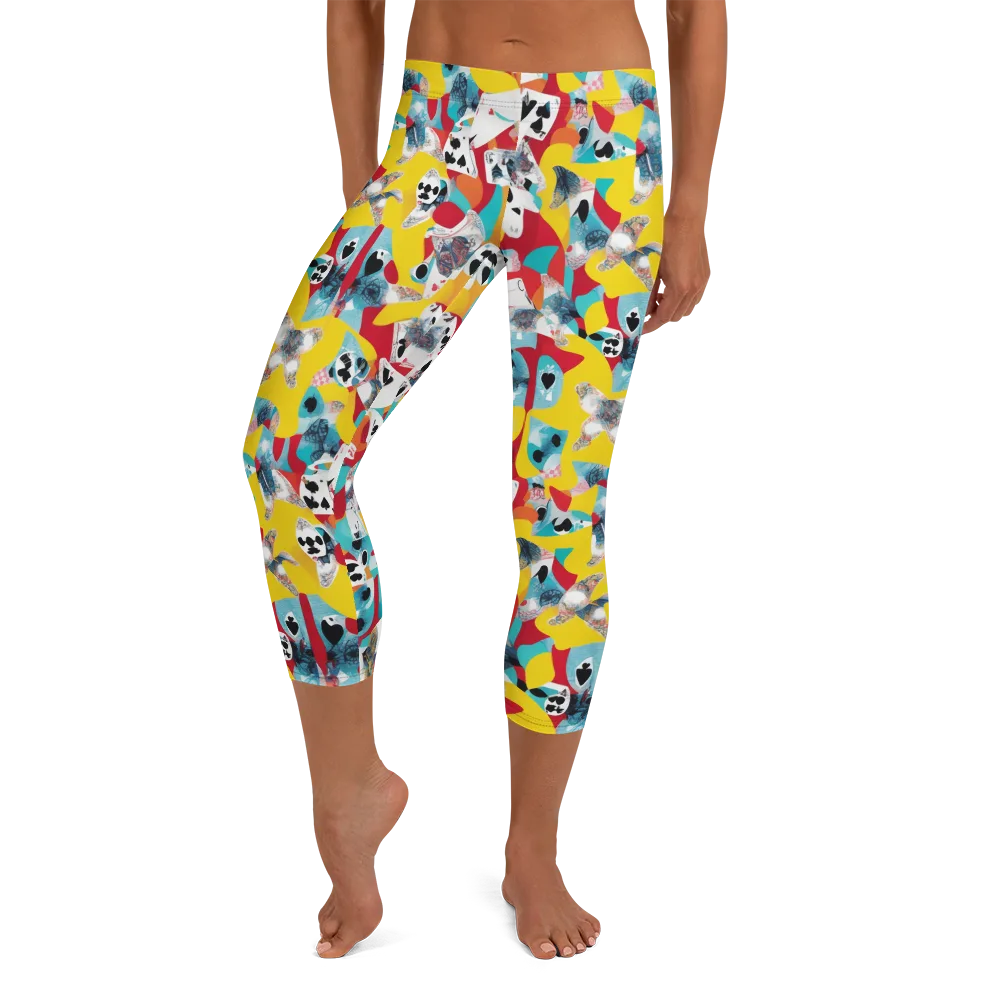Neon Cardshark on Capri Leggings — Front