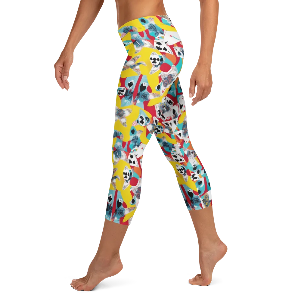 Neon Cardshark on Capri Leggings — Left