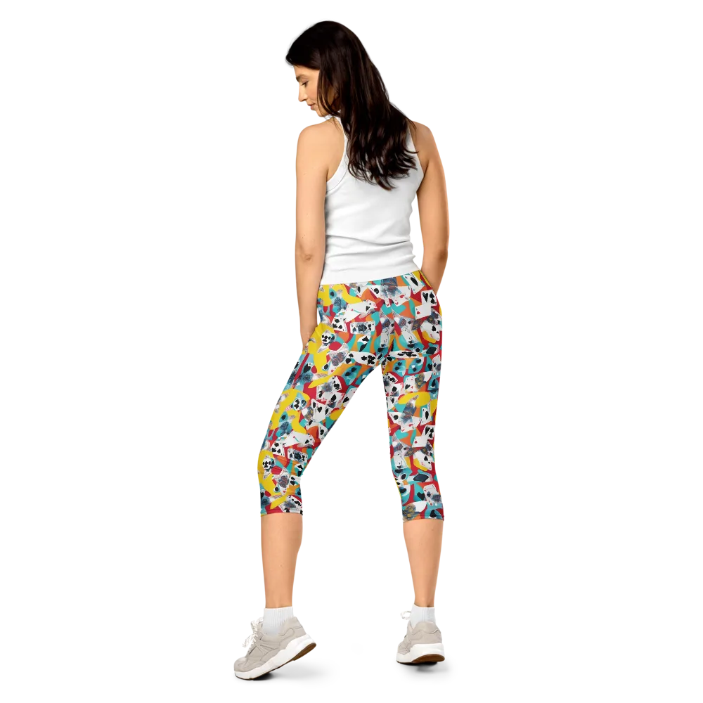Neon Cardshark on Capri Leggings — Back