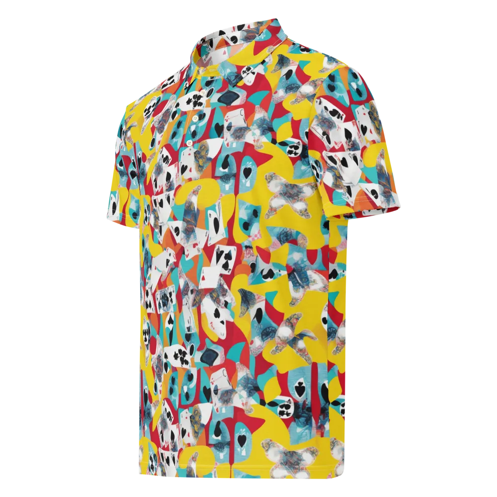 Neon Cardshark on Men's Slim Fit Polo Shirt — Left Front