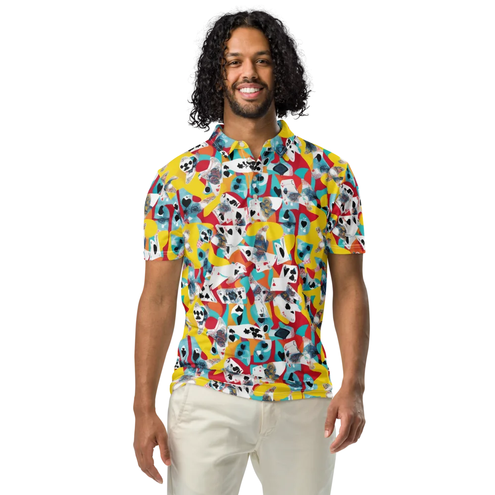 Neon Cardshark on Men's Slim Fit Polo Shirt — Front