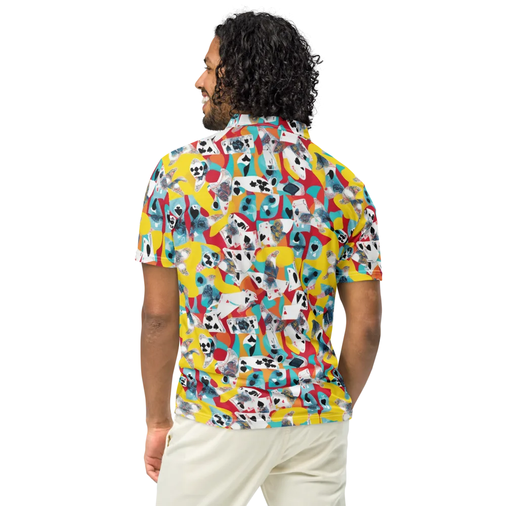 Neon Cardshark on Men's Slim Fit Polo Shirt — Back