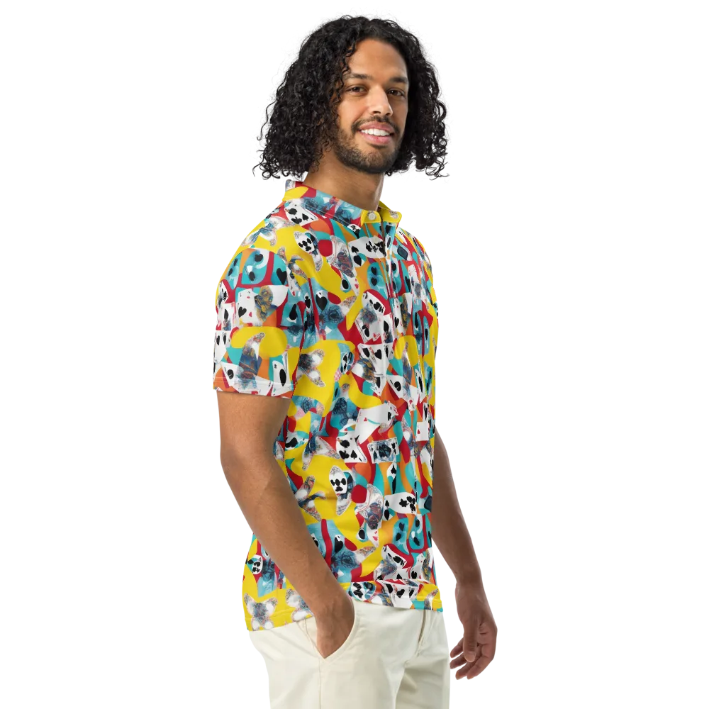 Neon Cardshark on Men's Slim Fit Polo Shirt — Right Front