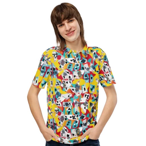 Neon Cardshark on a Men's Slim Fit Polo Shirt