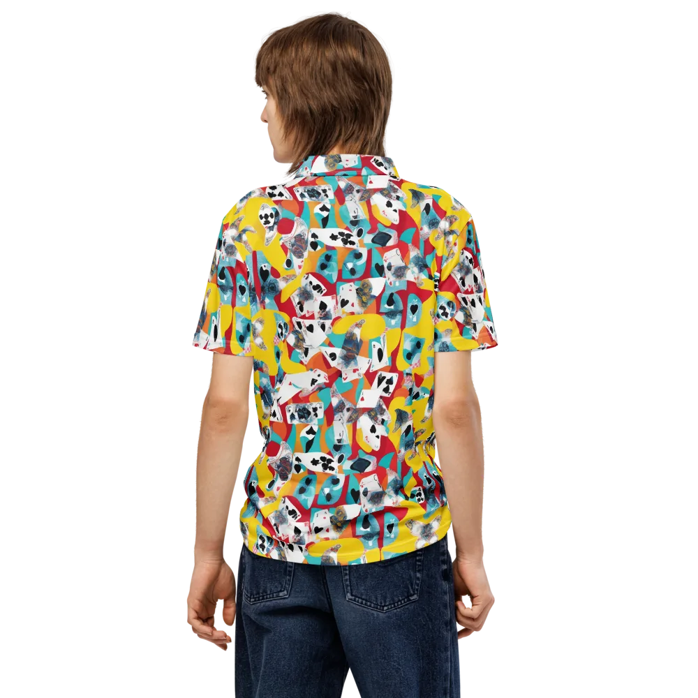 Neon Cardshark on Men's Slim Fit Polo Shirt — Back