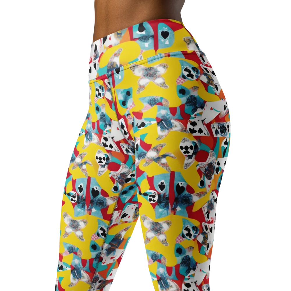 Neon Cardshark on Yoga Leggings — Left Front