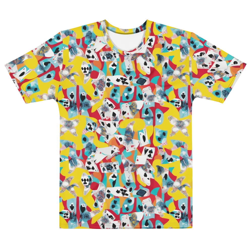 Neon Cardshark on Men's Cotton Crew Neck T-Shirt — Front