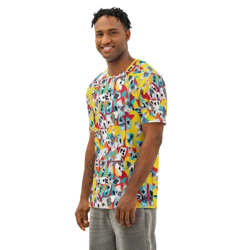 Neon Cardshark on a Men's Cotton Crew Neck T-Shirt