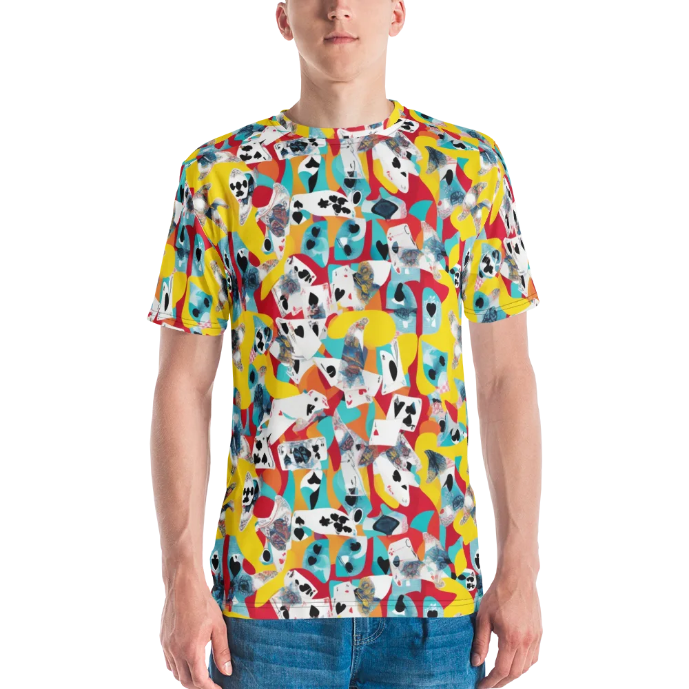 Neon Cardshark on Men's Crew Neck T-Shirt — Front