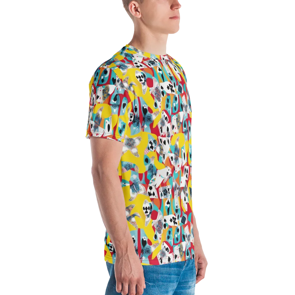 Neon Cardshark on Men's Crew Neck T-Shirt — Right
