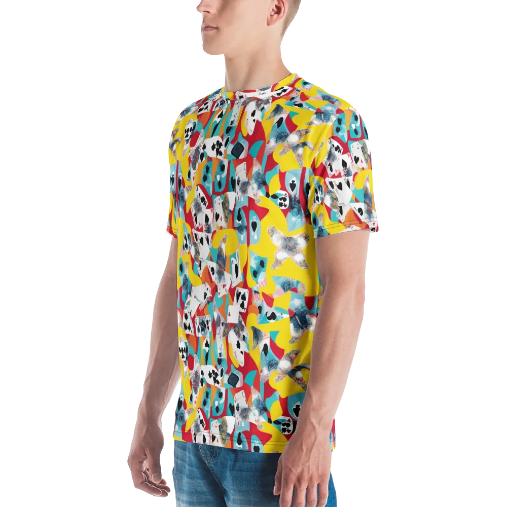 Neon Cardshark on Men's Crew Neck T-Shirt — Left