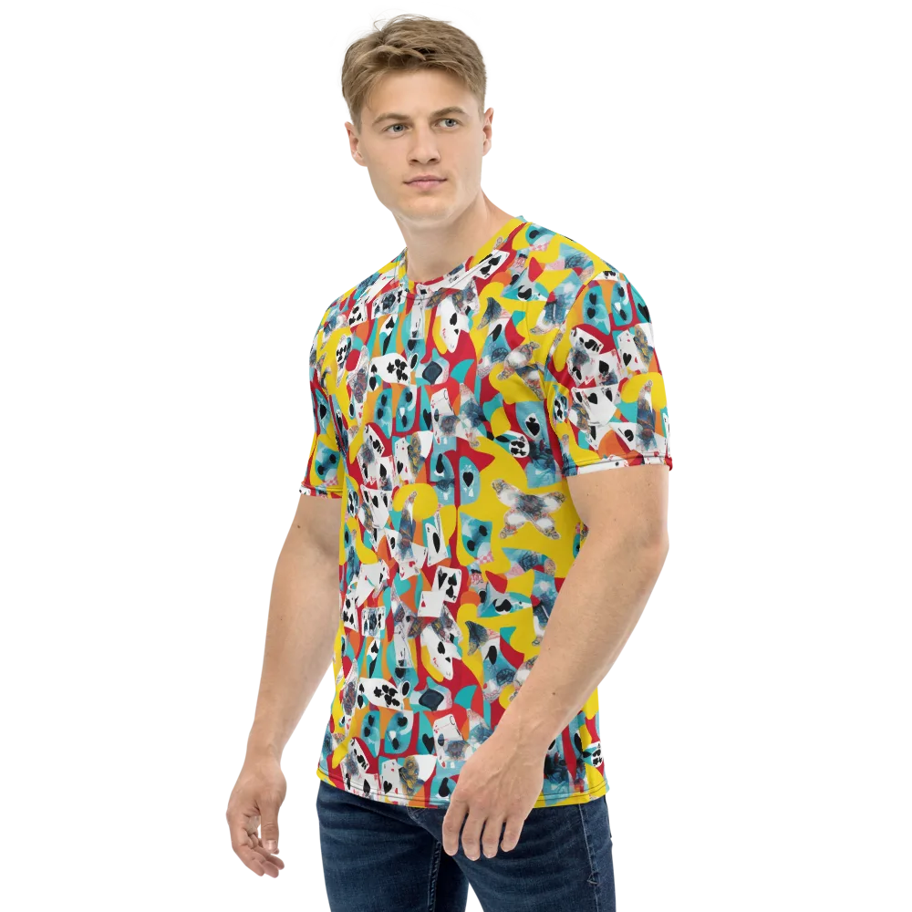 Neon Cardshark on Men's Crew Neck T-Shirt — Left