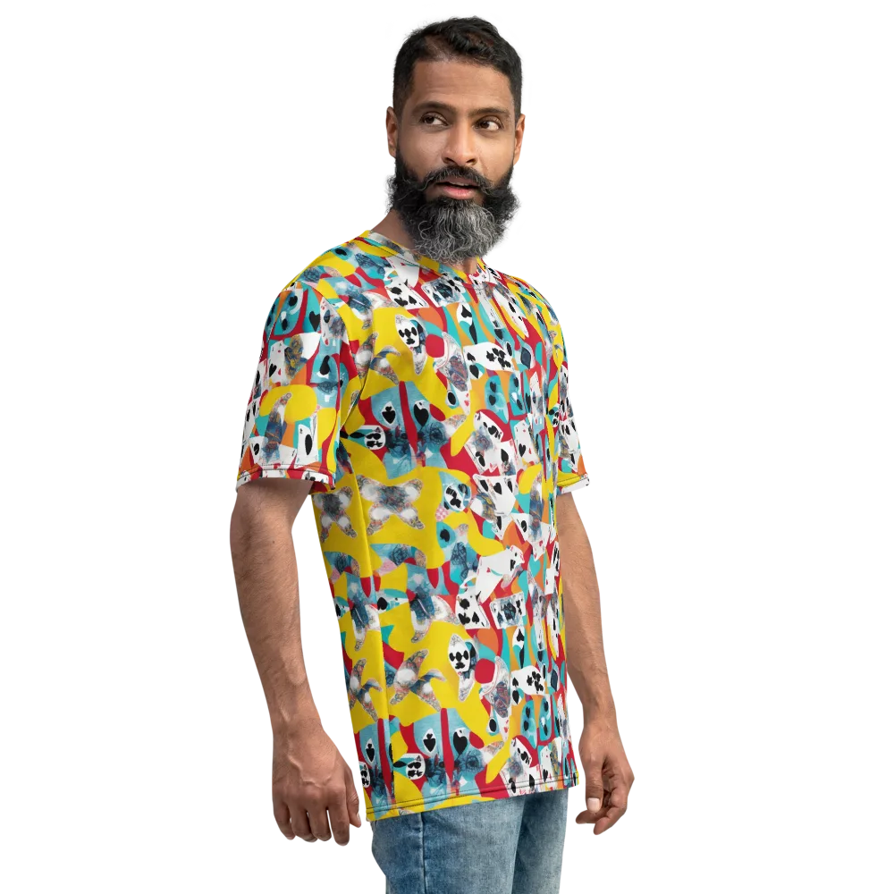 Neon Cardshark on Men's Crew Neck T-Shirt — Right