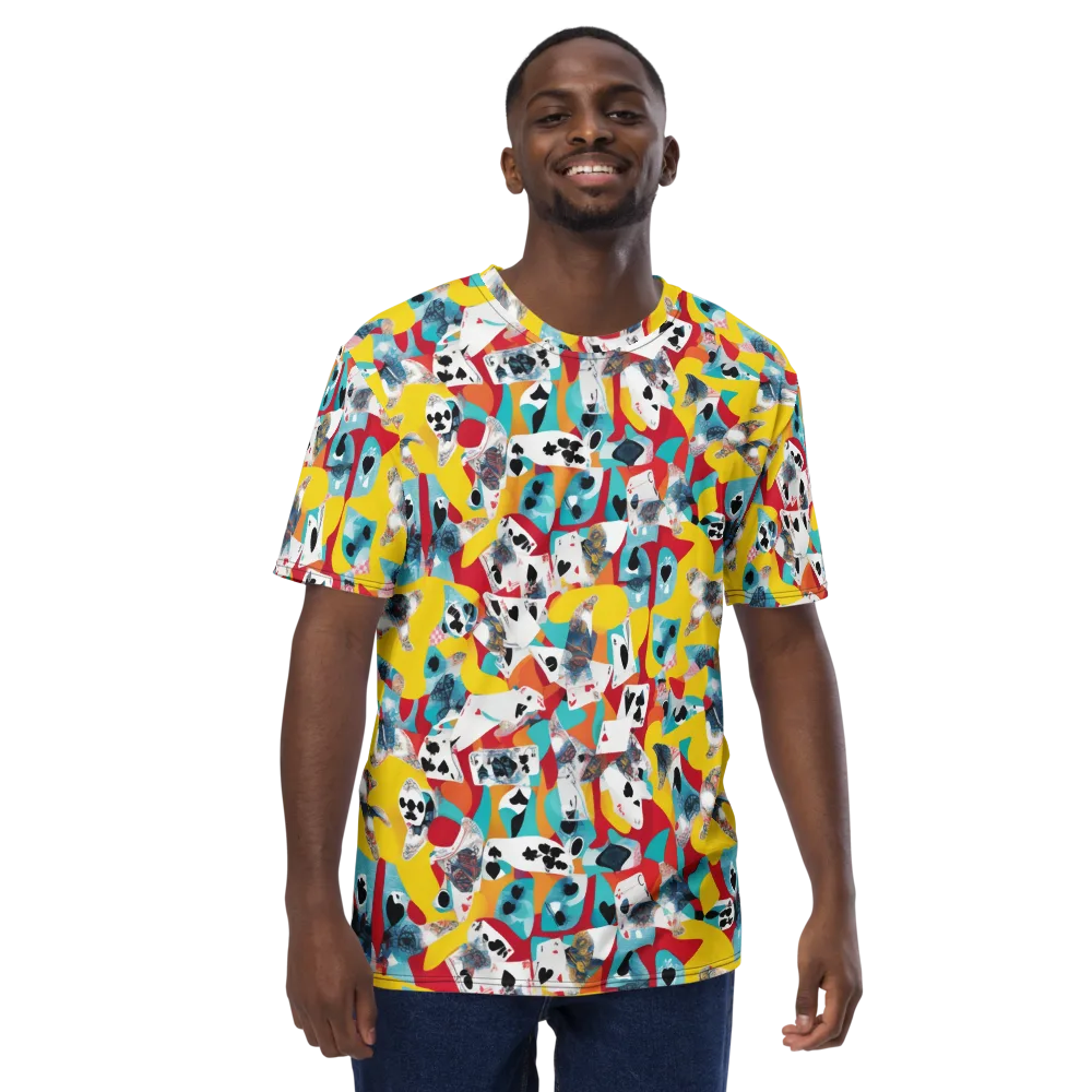 Neon Cardshark on Men's Crew Neck T-Shirt — Front