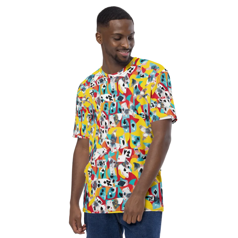 Neon Cardshark on Men's Crew Neck T-Shirt — Left