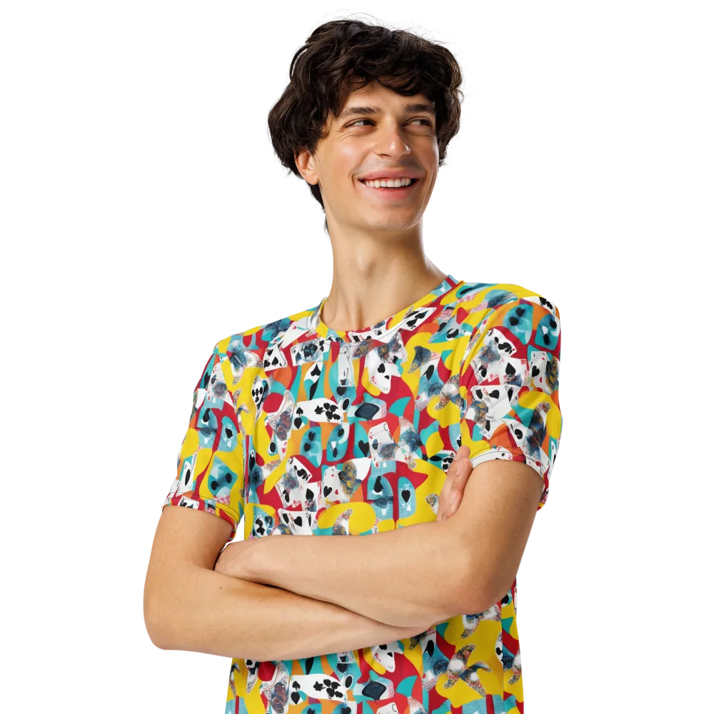 Neon Cardshark on Men's Crew Neck T-Shirt — Left Front