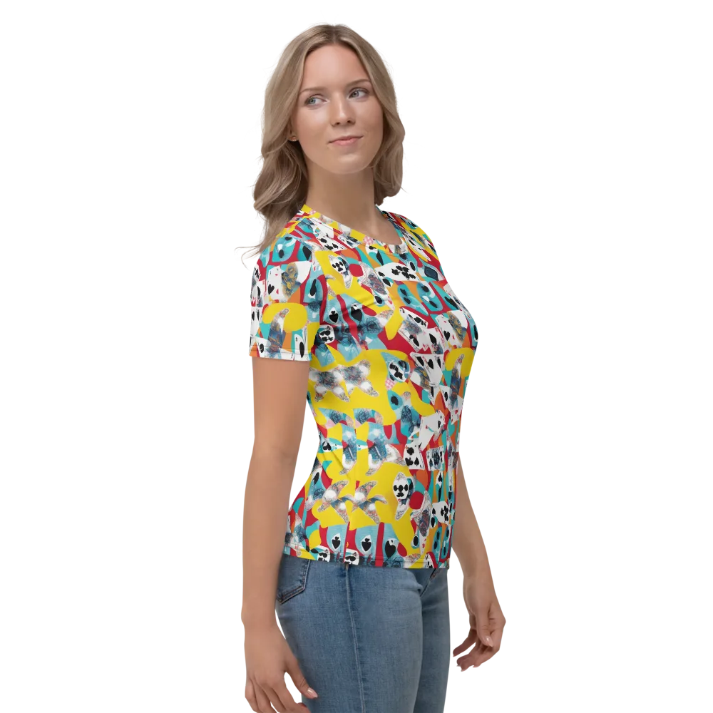 Neon Cardshark on Women's Crew Neck T-Shirt — Right