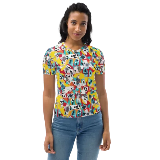 Neon Cardshark on a Women's Crew Neck T-Shirt
